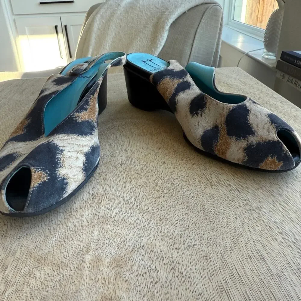 Thierry Rabotin Leopard Print Slingback Wedge‎ Heels Size 39 Animal Print